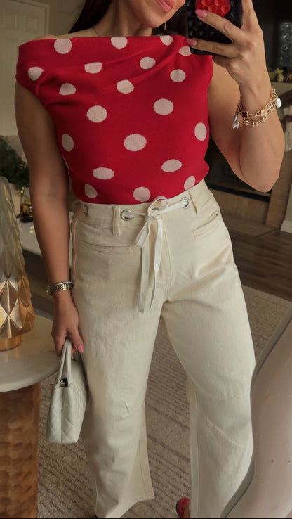 *Last SMALL* Cream Barrel Jeans