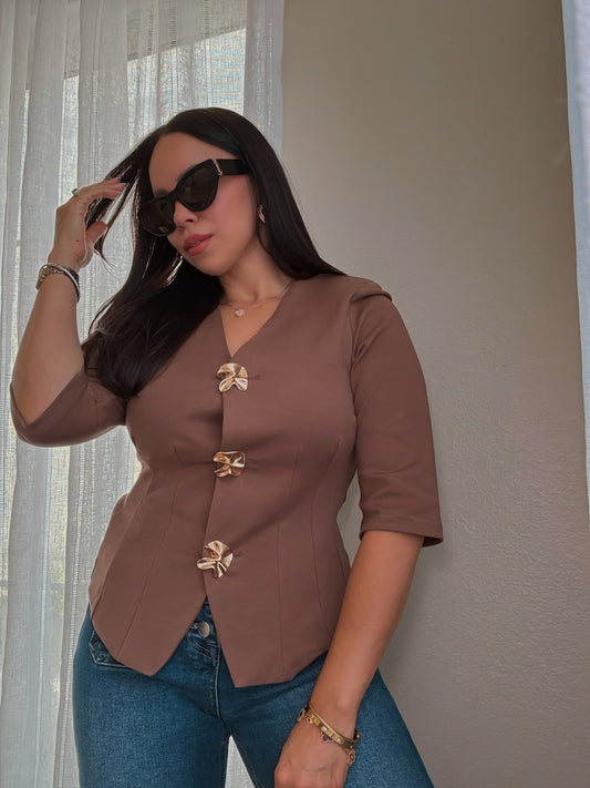 Golden Sculpt Top *Brown