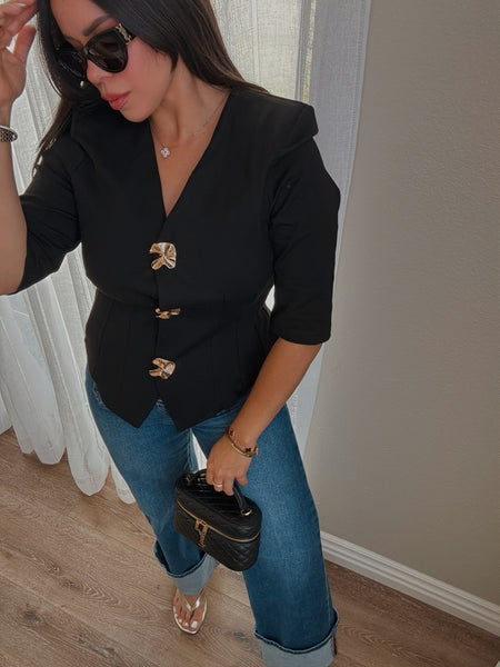 Golden Sculpt Top *Black