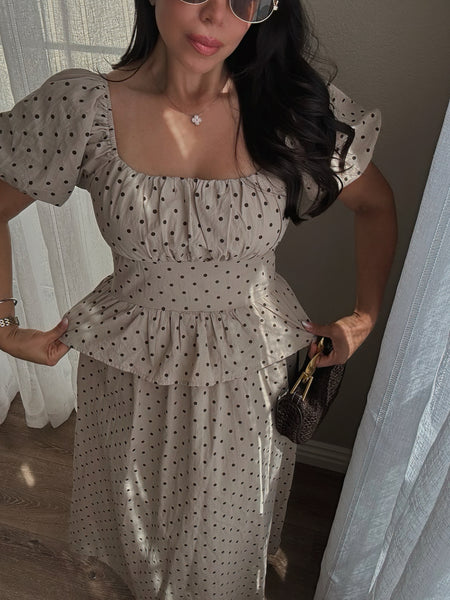 Mocha Dot Dress *last Small