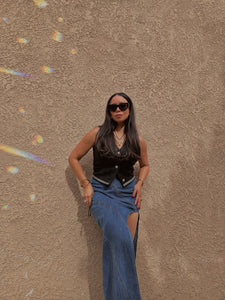 Slit Denim Skirt