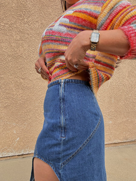 Slit Denim Skirt