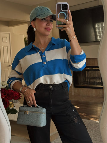 *Last Large* Azure Polo Sweater