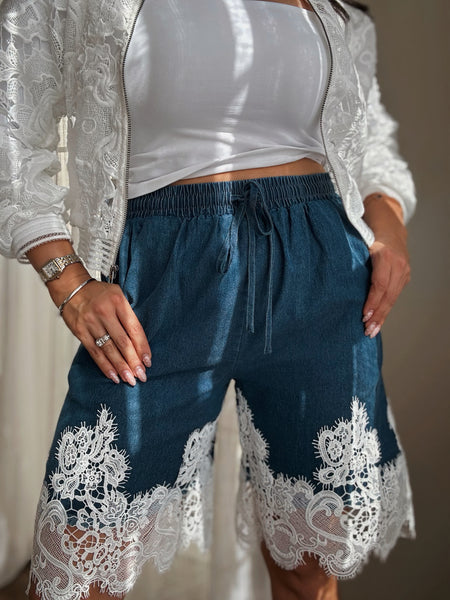 Lace Denim Short