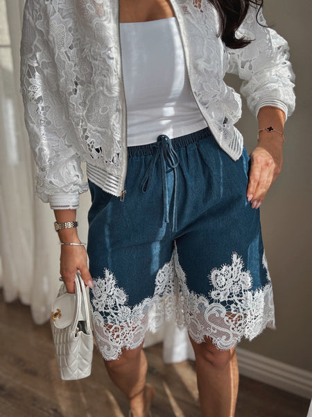 Lace Denim Short