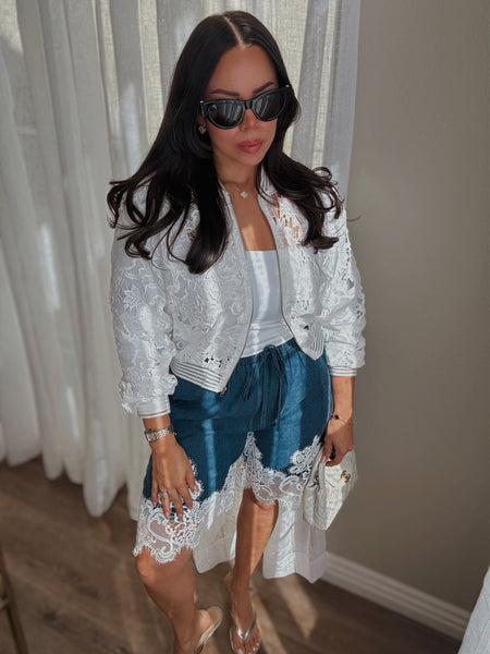 Lace Denim Short