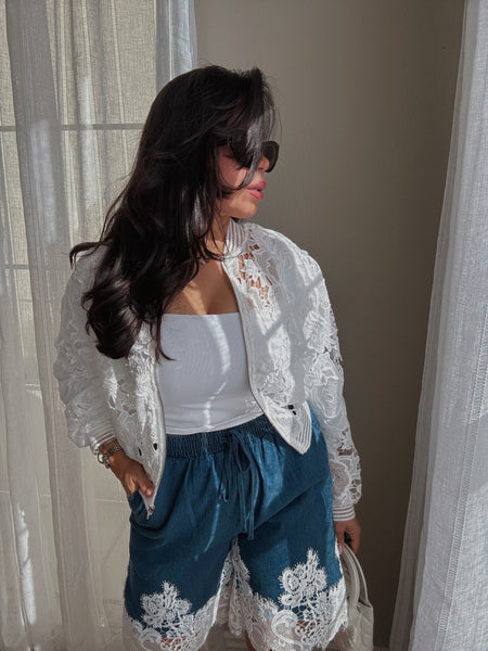 Lace Denim Short