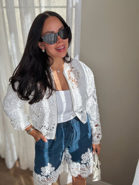 Lace Denim Short