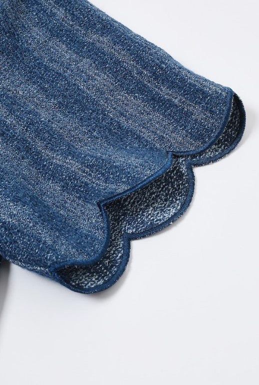 *Last SMALL* Scallop Denim Top