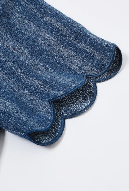 *Last SMALL* Scallop Denim Top