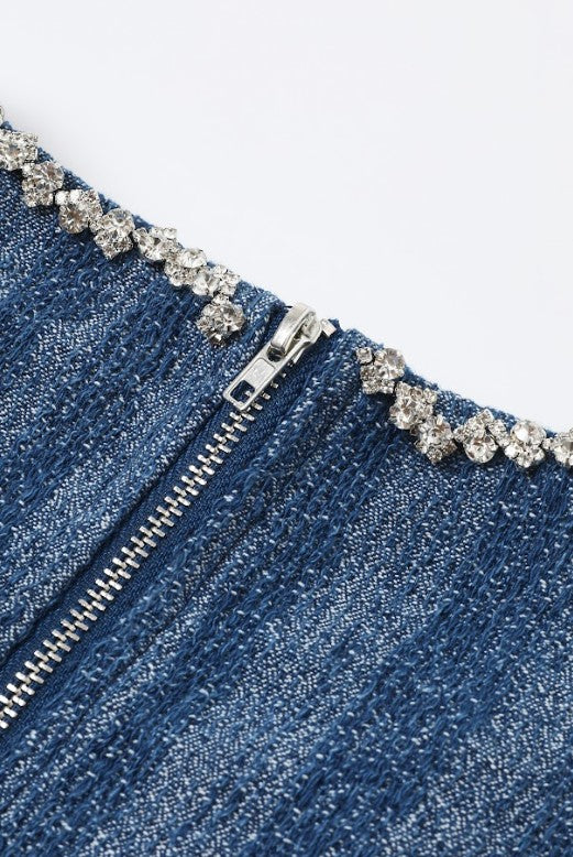 *Last SMALL* Scallop Denim Top
