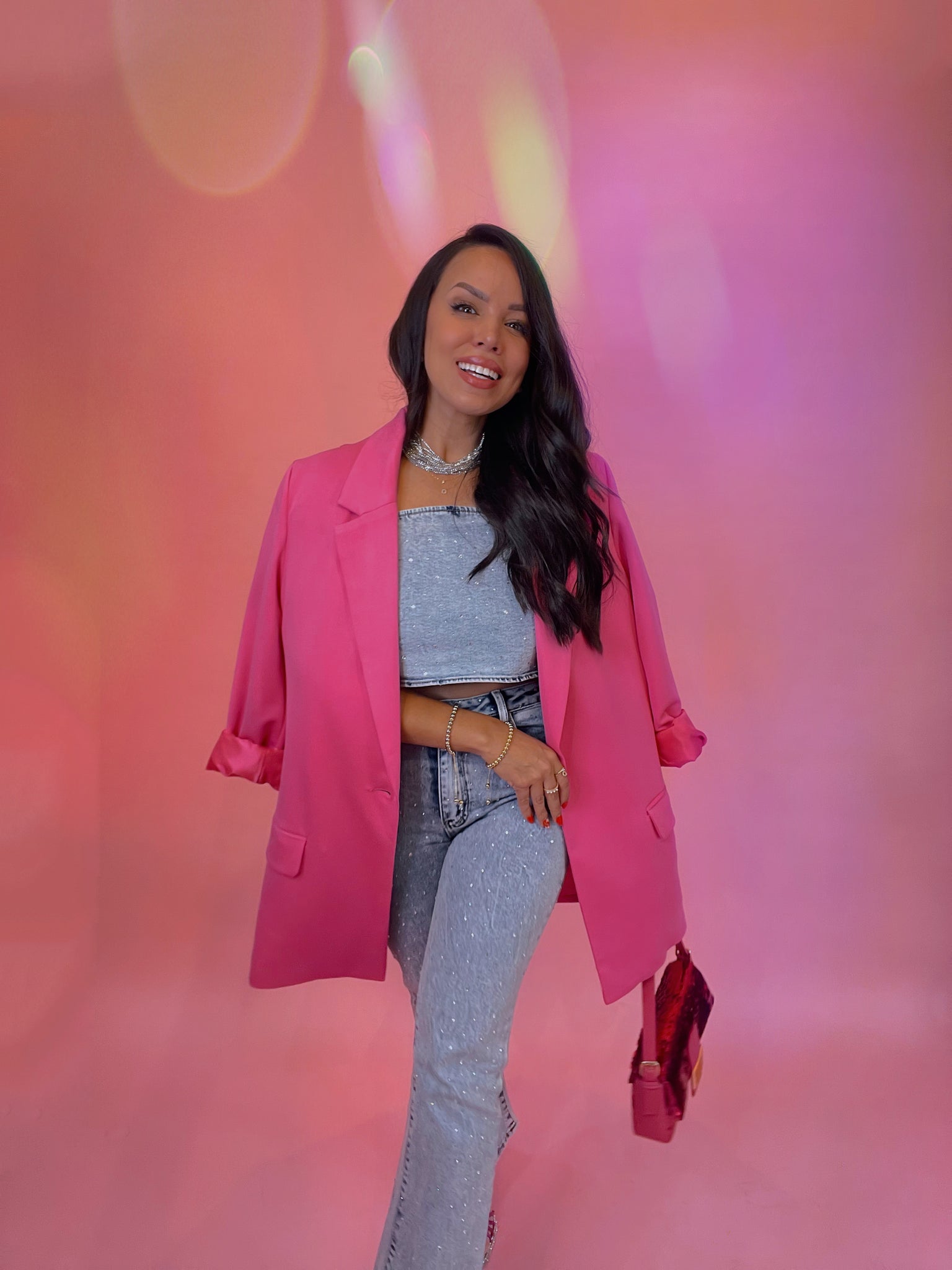 Andora Boyfriend Blazer ***Hot Pink***