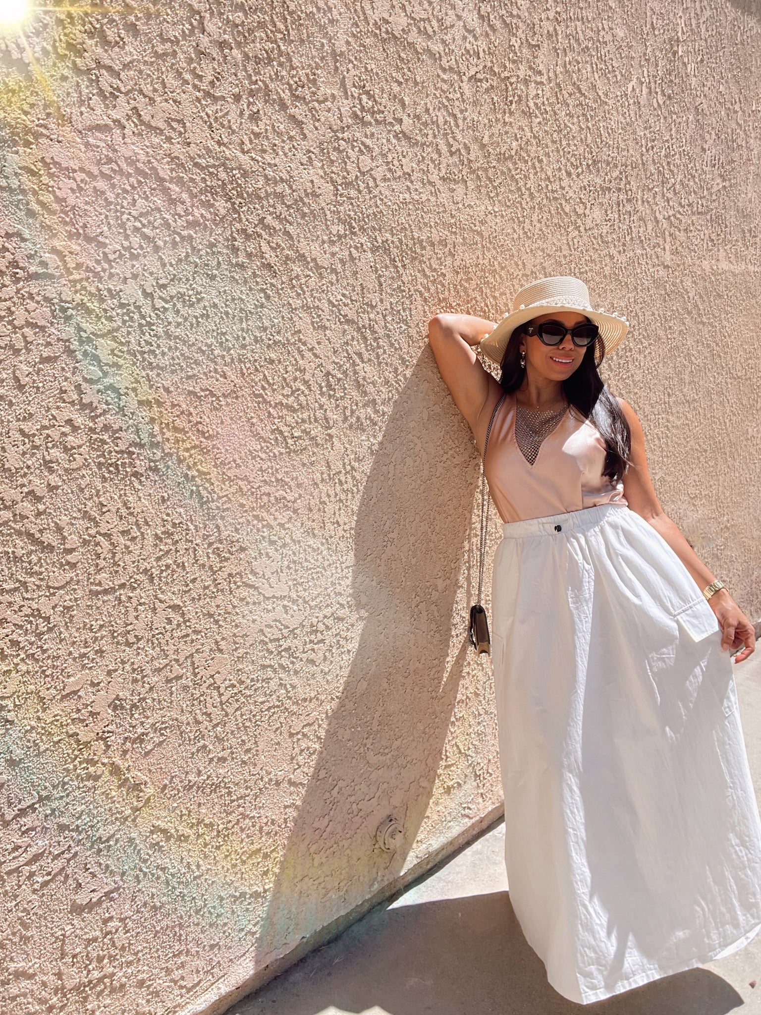 Off White Cargo Maxi Skirt