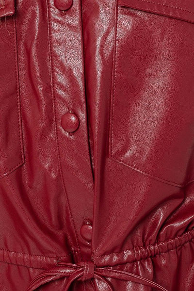 Burgundy Leather Shirt Dress