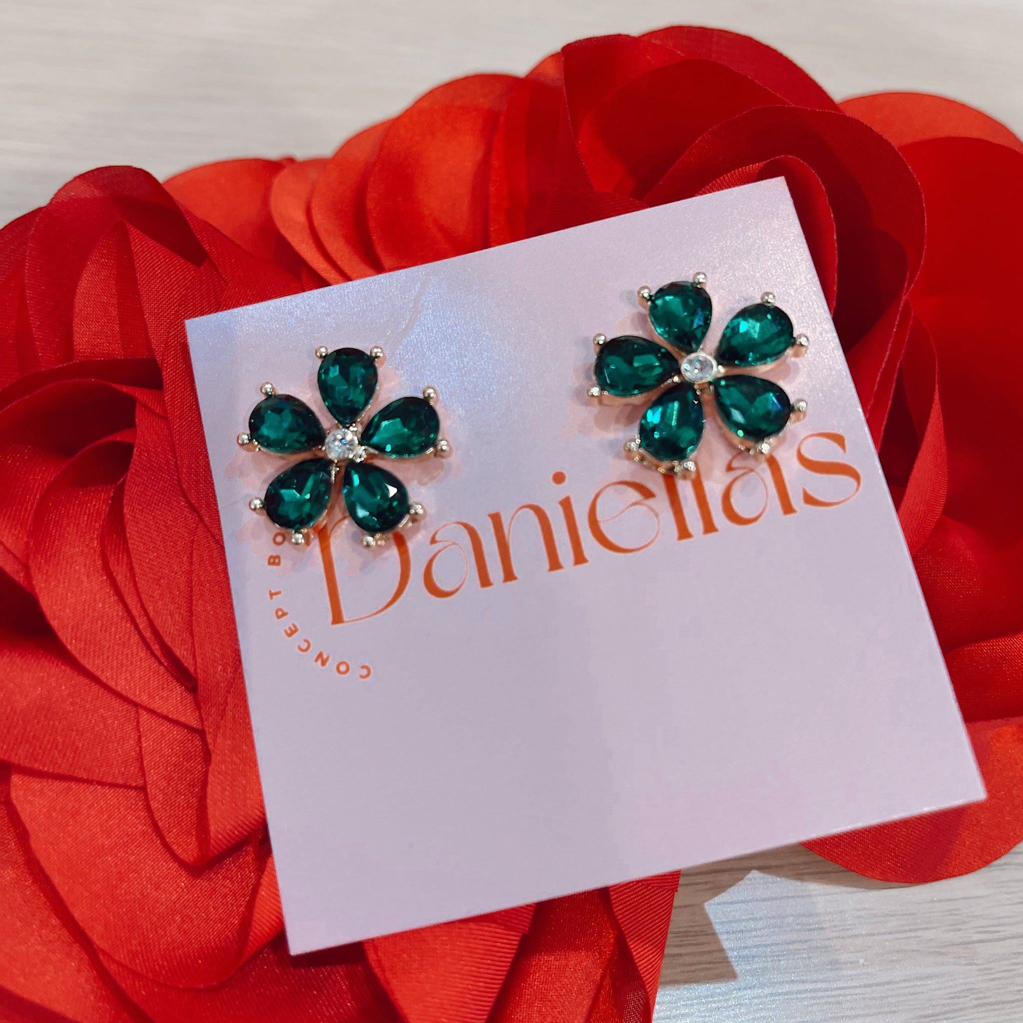 Green Flowers Earrings