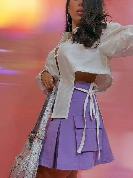 Pleated Lavender Cargo Skirt