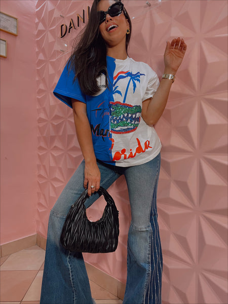 Rhinestones Stripes Denim Jeans