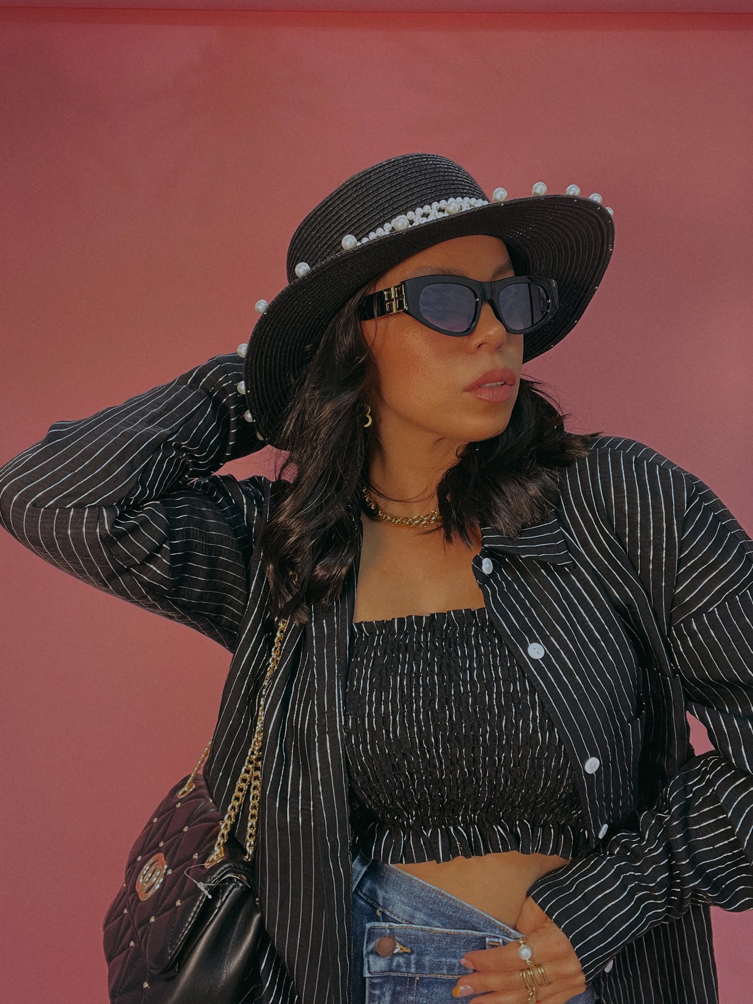 Pearls Straw Hat